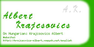 albert krajcsovics business card